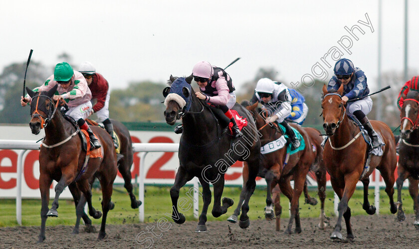 Isntshesomething-0001 
 ISNTSHESOMETHING (centre, Connor Beasley) beats TREAGUS (right) and BINKY BLUE (left) in The Close Brothers Business Finance Handicap Div1 Kempton 11 Oct 2017 - Pic Steven Cargill / Racingfotos.com