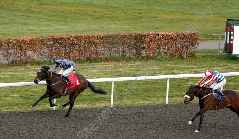 Gregorian-Girl-0001 
 GREGORIAN GIRL (Jack Duern) beats CAUTHEN (right) in The racingtv.com Handicap Div2
Kempton 3 Apr 2019 - Pic Steven Cargill / Racingfotos.com