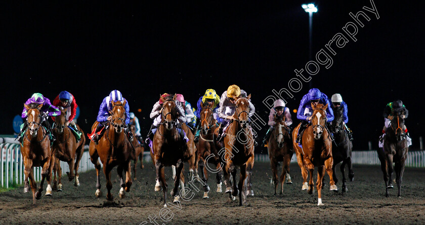 Kassar-0003 
 KASSAR (2nd right, Kieran Shoemark) beats MSAYYAN (centre) DRAGON MOUNTAIN (left) and BOW STREET (right) in The 32Red Casino EBF Novice Stakes Kempton 4 Oct 2017 - Pic Steven Cargill / Racingfotos.com