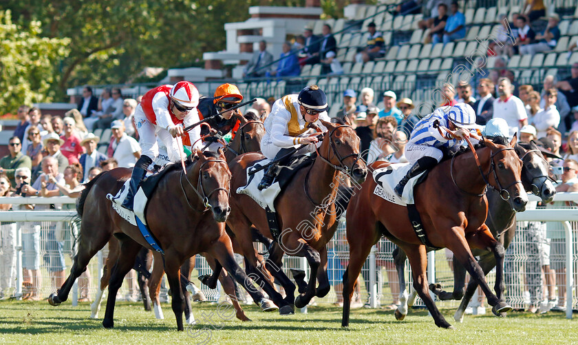 Ocean-Vision-0005 
 OCEAN VISION (left, Maxime Guyon) beats KOKACHIN (centre) and VICIOUS HARRY (right) in The Prix de la Vallee d'Auge
Deauville 6 Aug 2022 - Pic Steven Cargill / Racingfotos.com