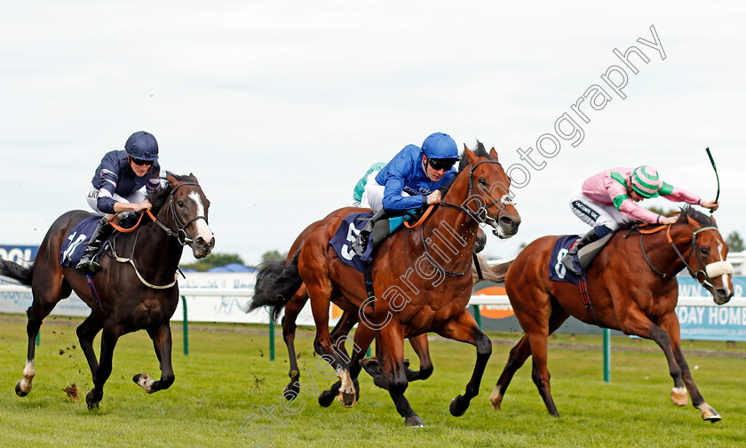 Imperial-Past-0004 
 IMPERIAL PAST (centre, Colm O'Donoghue) beats PRIME MINISTER (right) and TAGHEE (left) in The Hobgoblin Legendary Ruby Ale EBF Maiden Stakes Div1 Yarmouth 20 Sep 2017 - Pic Steven Cargill / Racingfotos.com