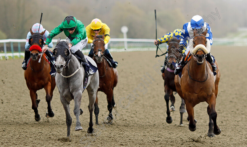 Star-Of-Lady-M-0002 
 STAR OF LADY M (left, Daniel Tudhope) beats THE DEFIANT (right) in The Get The Inside Track With raceday-ready.com Handicap
Lingfield 4 Apr 2024 - Pic Steven Cargill / Racingfotos.com