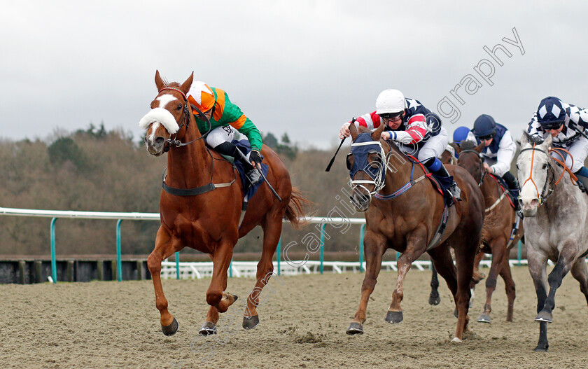 Puerto-De-Vega-0003 
 PUERTO DE VEGA (left, Sean Levey) beats IMPEACH (centre) in The Betway Handicap
Lingfield 5 Feb 2022 - Pic Steven Cargill / Racingfotos.com