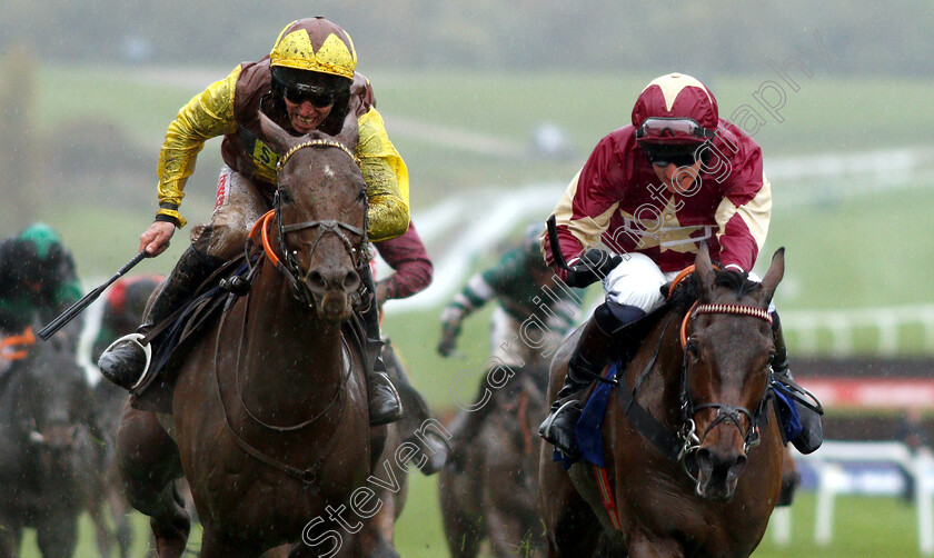 The-Mighty-Don-0003 
 THE MIGHTY DON (left, Leighton Aspell) beats SYKES (right) in The Pertemps Network Handicap Hurdle
Cheltenham 27 Oct 2018 - Pic Steven Cargill / Racingfotos.com