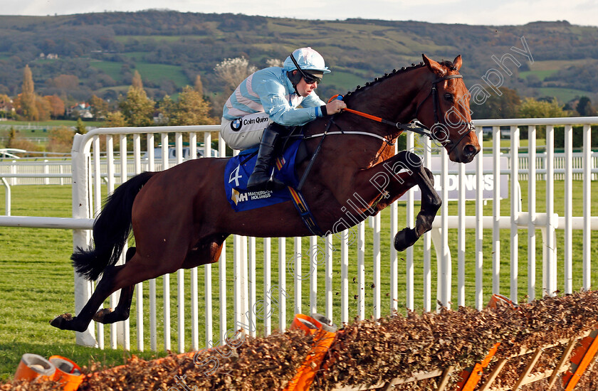 Twobeelucky-0001 
 TWOBEELUCKY (A E Lynch) wins The Masterson Holdings Hurdle Cheltenham 28 Oct 2017 - Pic Steven Cargill / Racingfotos.com