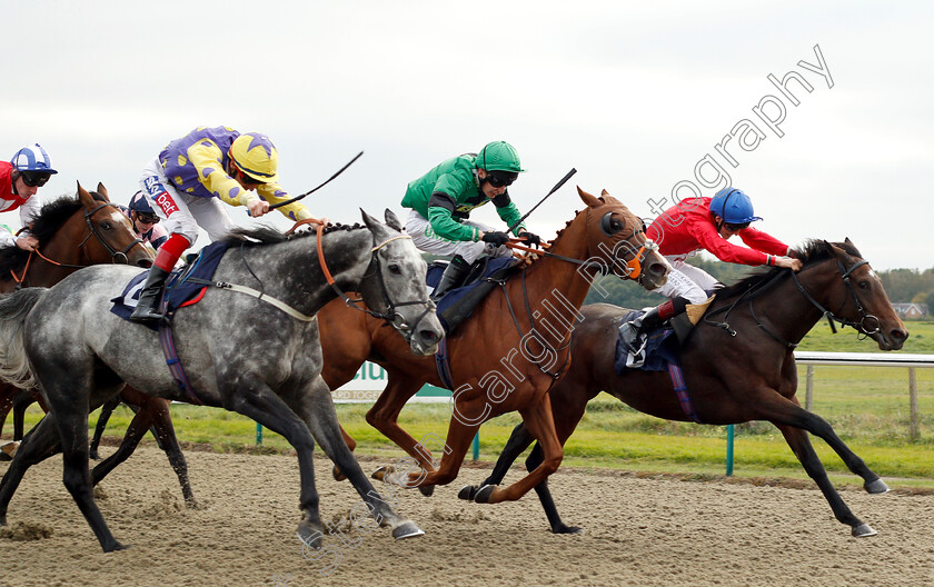 Bamako-De-Chatelet-0003 
 BAMAKO DU CHATELET (left, Fran Berry) beats VOLUMINOUS (right) and TWISTER (centre) in The 188bet Mobile Bet10 Get20 Handicap
Lingfield 4 Oct 2018 - Pic Steven Cargill / Racingfotos.com