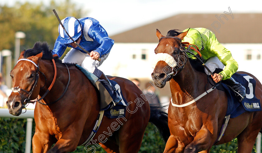 Enjazaat-0004 
 ENJAZAAT (left, Jim Crowley) beats MEDAHIM (right) in The Follow @willhillracing On Twitter Handicap
Doncaster 13 Sep 2019 - Pic Steven Cargill / Racingfotos.com