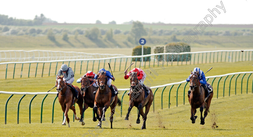 Shabeeb-0001 
 SHABEEB (right, Jim Crowley) beats SHRAAOH (2nd right) ALQAMAR (2nd left) and FIRE JET (left) in The Edmondson Hall Solicitors & Sports Lawyers Handicap Newmarket 18 May 2018 - Pic Steven Cargill / Racingfotos.com