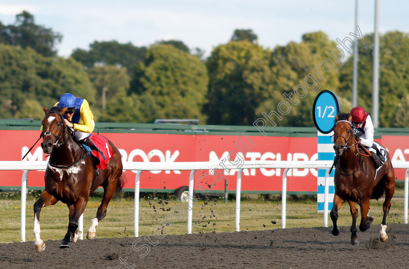 Dubai-Warrior-0004 
 DUBAI WARRIOR (Robert Havlin) wins The Matchbook Betting Exchange Novice Stakes
Kempton 7 Aug 2019 - Pic Steven Cargill / Racingfotos.com