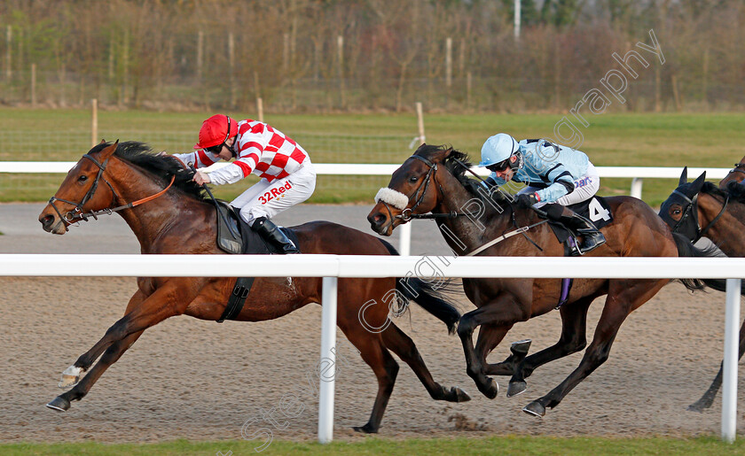 Rustang-0004 
 RUSTANG (Jamie Spencer) beats FINISHER (right) in The toteexacta Pick The 1st and 2nd Handicap Chelmsford 6 Apr 2018 - Pic Steven Cargill / Racingfotos.com