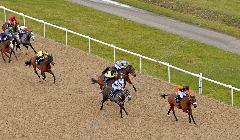 Notre-Belle-Bete-0003 
 NOTRE BELLE BETE (2nd right, David Probert) beats BALDOMERO (right) in The Mansionbet Lincoln Trial Handicap
Wolverhampton 12 Mar 2022 - Pic Steven Cargill / Racingfotos.com