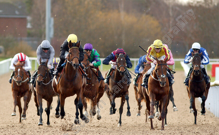 Baba-Ghanouj-0005 
 BABA GHANOUJ (David Probert) beats LADY LIZZY (right) in The Ladbrokes Home Of The Odds Boost Fillies Novice Stakes Div2
Wolverhampton 28 Nov 2018 - Pic Steven Cargill / Racingfotos.com